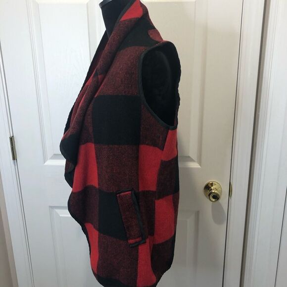 Plaid open drape front vest, size large - Picture 5 of 8